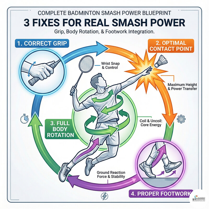 Huấn luyện viên chỉnh sửa cách cầm vợt đập cầu trong lớp nhóm nhỏ Setapak | Malaysia lớp cầu lông thi đấu