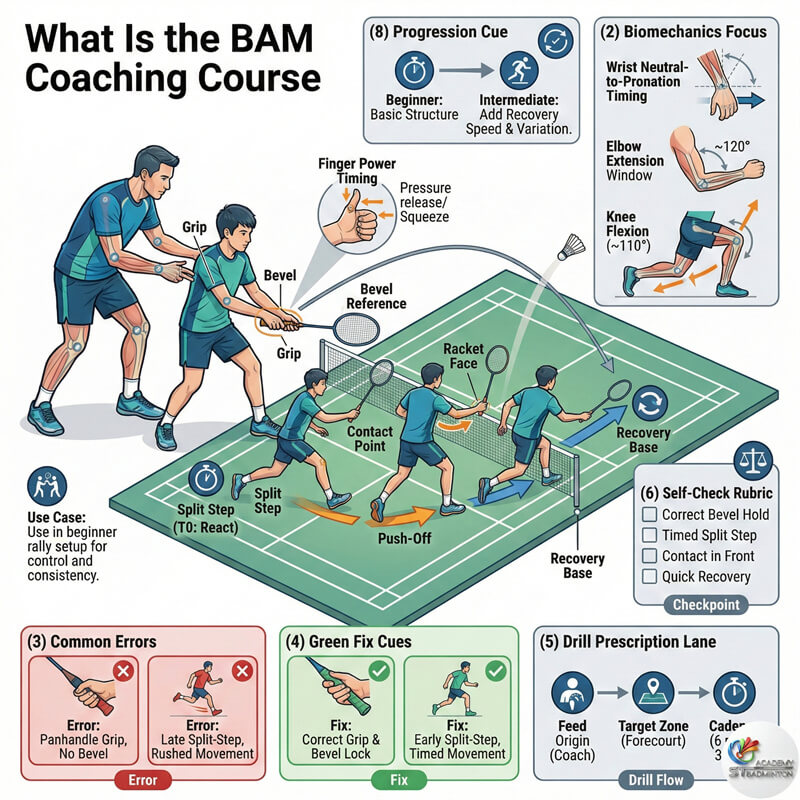 Coach explaining BAM badminton coaching course details to beginner coaches in Kuala Lumpur