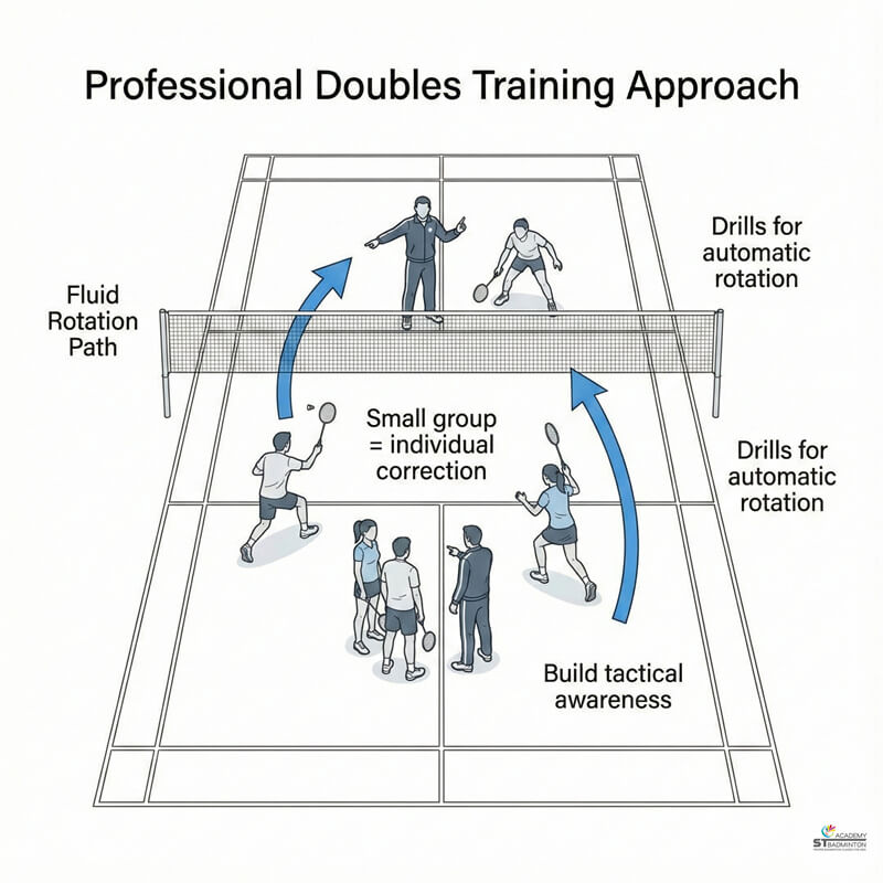 KL ST Badminton Academy huấn luyện viên cầu lông | giải thích đội hình tấn công và nền tảng