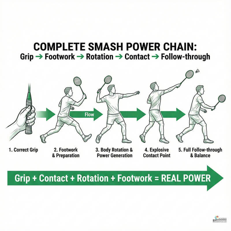 Bài tập sức mạnh đập cầu do huấn luyện viên hướng dẫn cho trẻ em tại ST Badminton Academy ở Setapak | chương trình huấn luyện cầu lông Malaysia cho thanh thiếu niên