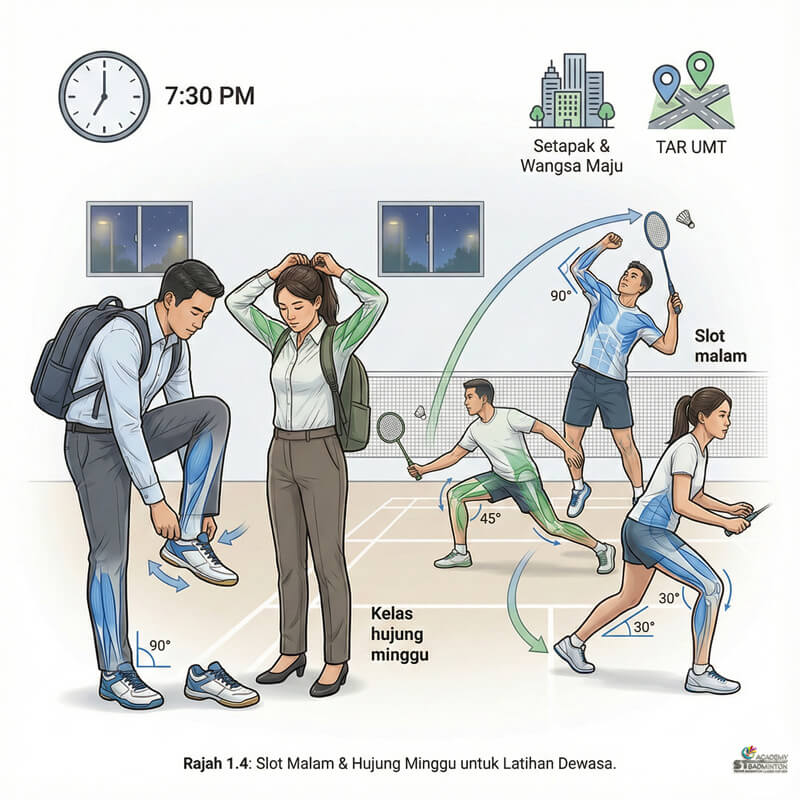 Coaching badminton dewasa di Gombak fokus pada keselamatan dan teknik