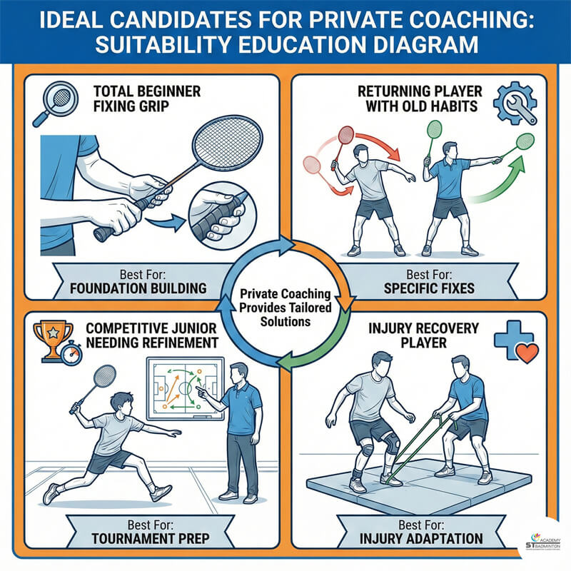 Setapak sân cầu lông | so sánh môi trường lớp nhóm và huấn luyện riêng