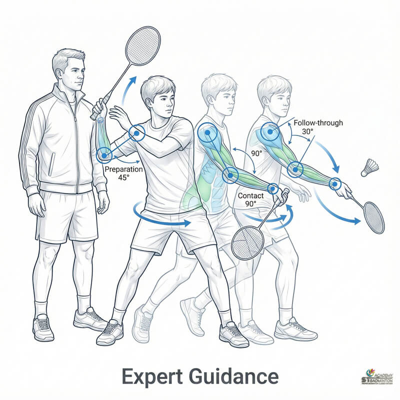 Head coach teaching basic badminton footwork in Wangsa Maju