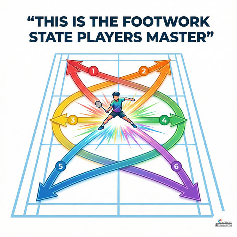 High performance badminton footwork session for youth players in Kuala Lumpur