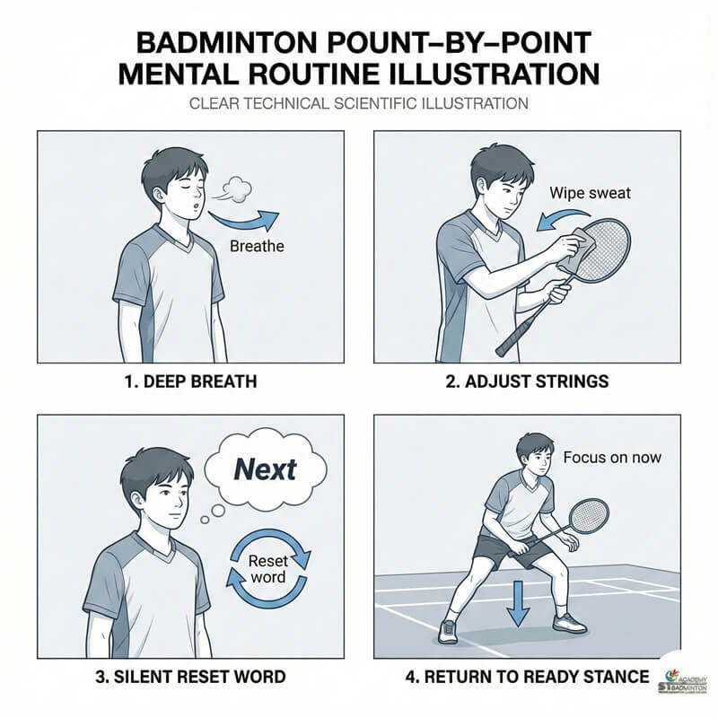 Junior badminton player focusing between points in a school tournament near Wangsa Maju and Gombak