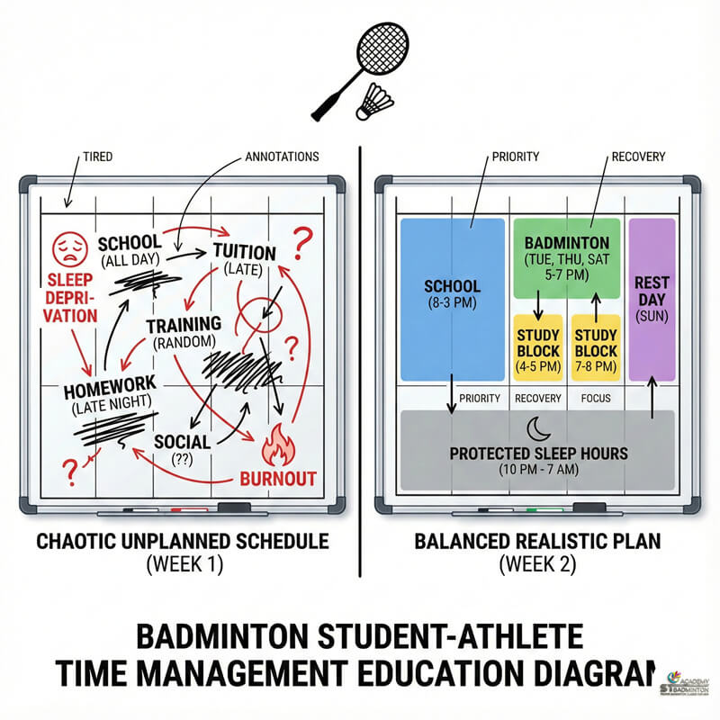 Setapak 주니어 배드민턴 선수와 저녁 연습 | 학교 숙제와 훈련 균형