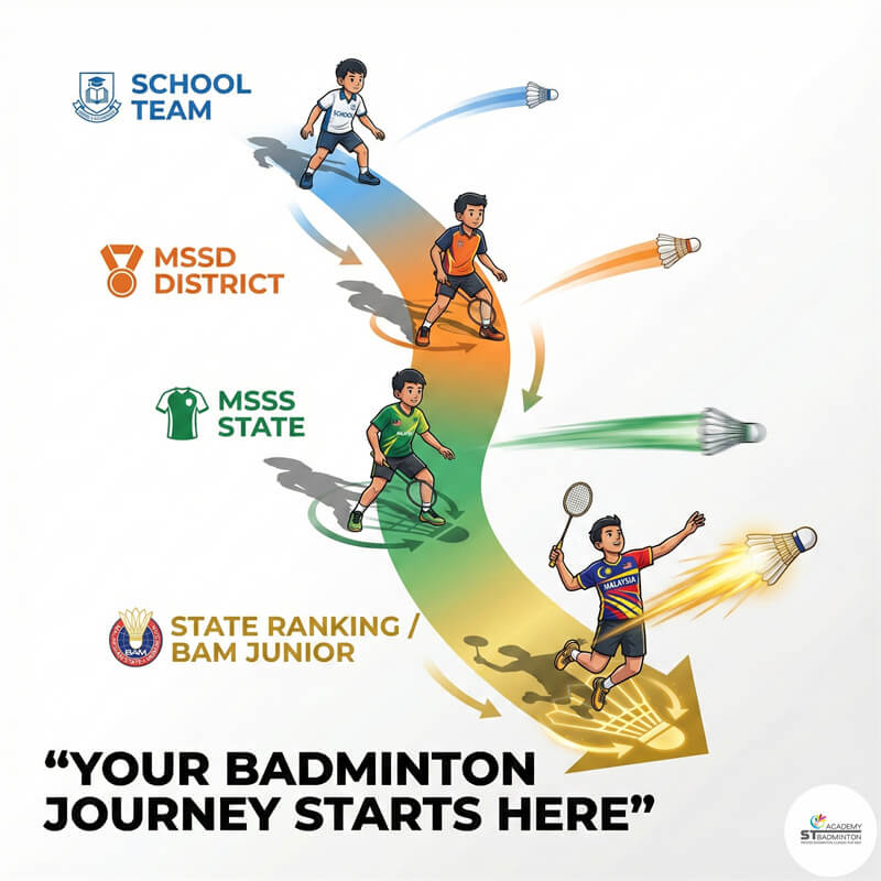 Junior badminton players training for state selection at Malaysia KL