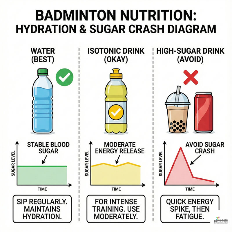 Junior players drinking water and isotonic drinks at a badminton hall in Wangsa Maju and Setapak