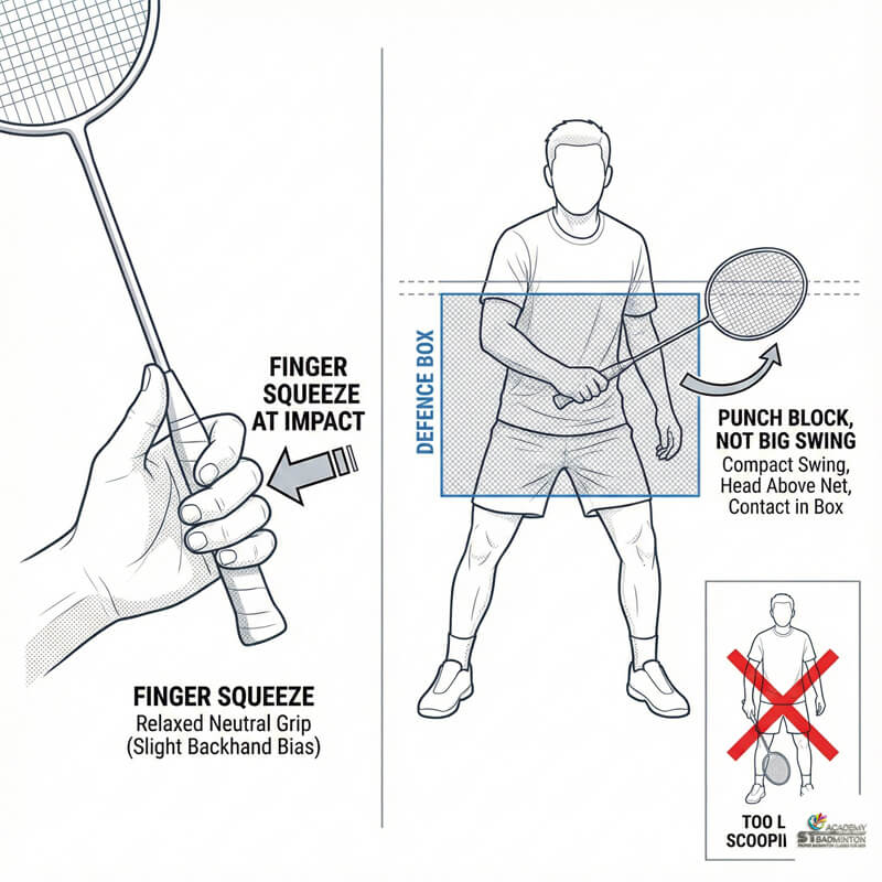 Junior players from Setapak and Wangsa Maju practising body smash defence reaction drills