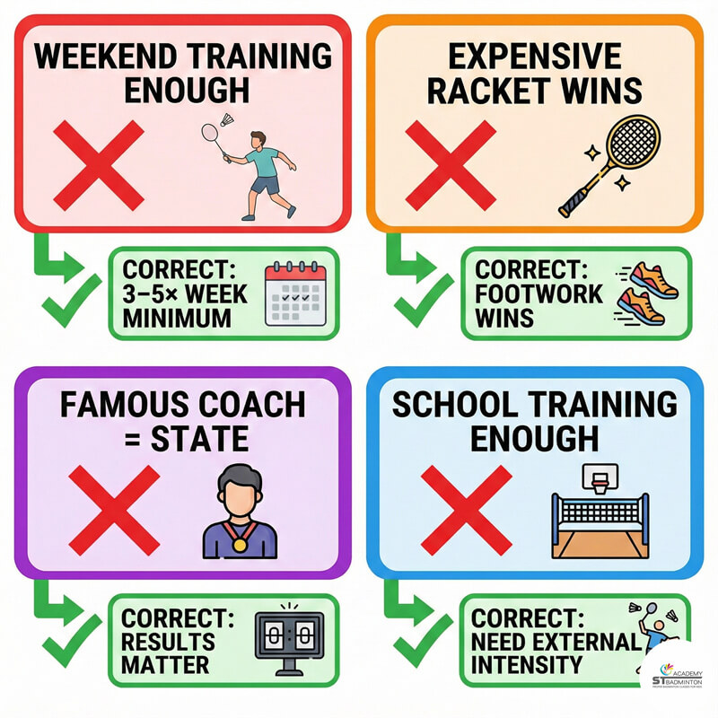 Juniors practising multi-shuttle drills for district and state badminton tournaments in Malaysia