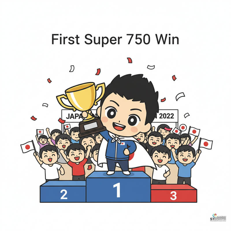 Kenta Nishimoto celebrating Japan Open 2022 breakthrough victory in Osaka