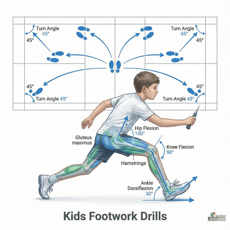 Kids learning basic badminton footwork near Wangsa Walk Mall