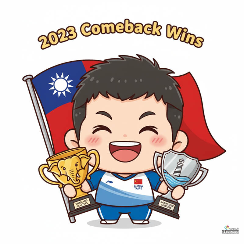 LIN Chun-Yi celebrating Thailand Masters 2023 comeback victory for Chinese Taipei