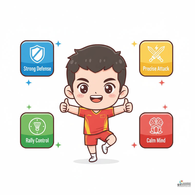 Li Shifeng displaying powerful attacking shot during international men's singles match