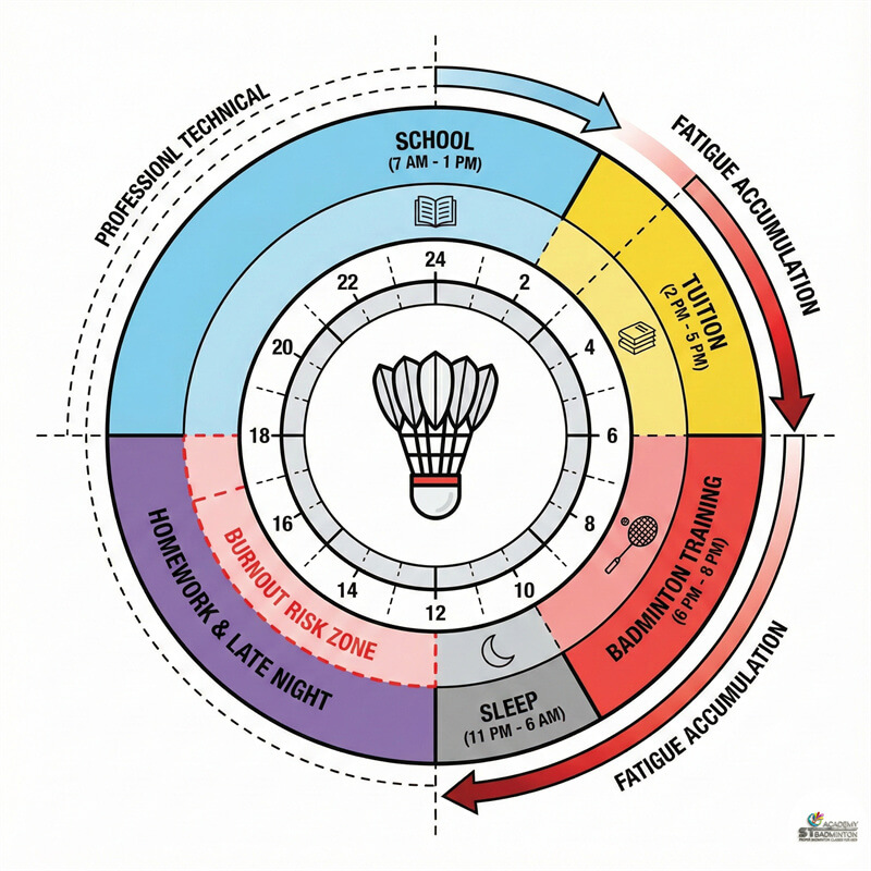Setapak ST Badminton Academy 훈련 전 공부하는 학생 선수 | 말레이시아 쿠알라룸푸르 배드민턴 훈련