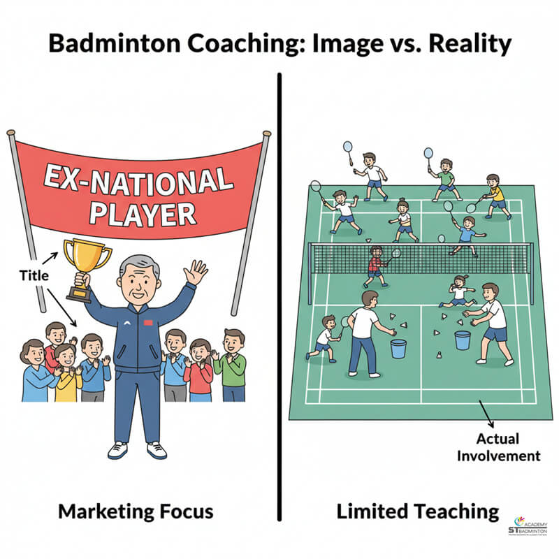 Parents comparing ex-national badminton coach and certified badminton coach options in Kuala Lumpur