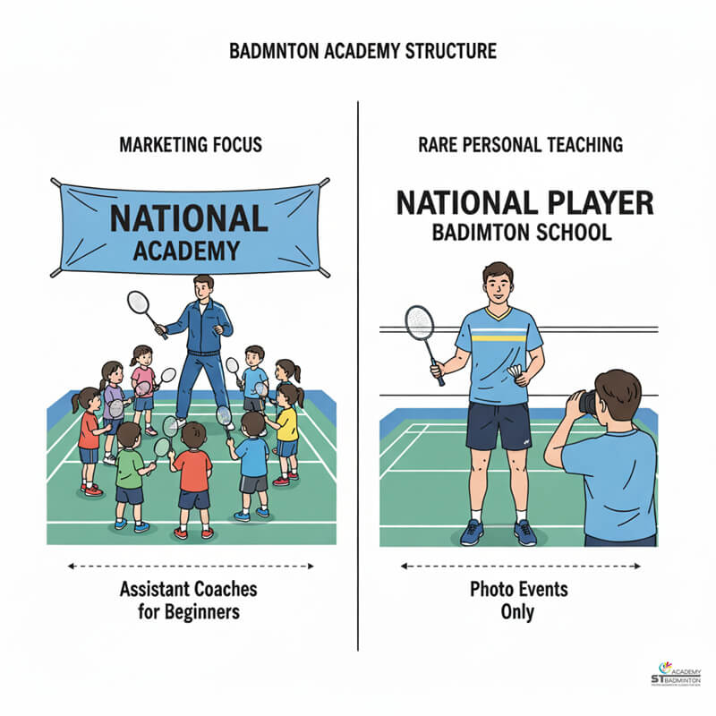 Parents comparing ex-national player badminton academies and certified foundation-focused training options in Kuala Lumpur Malaysia