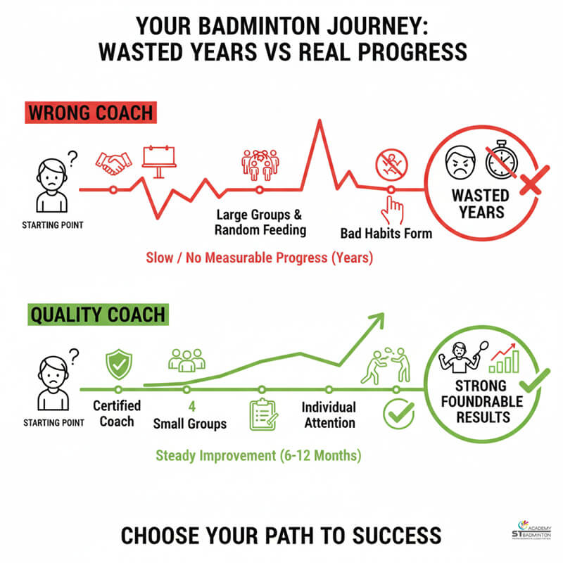Quality badminton coach in Kepong explaining monthly training plan with clear progression steps for students