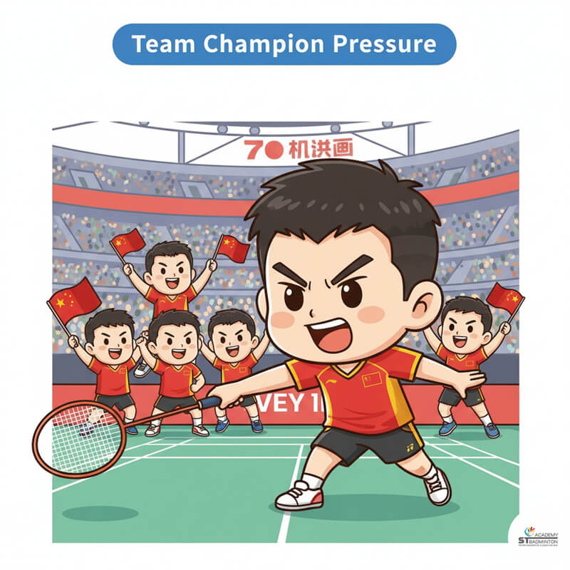 Shi Yu Qi playing for China Thomas Cup team with determination and focus