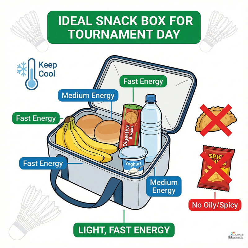 Tournament day nutrition guide for young badminton athletes around Setapak and Wangsa Maju KL