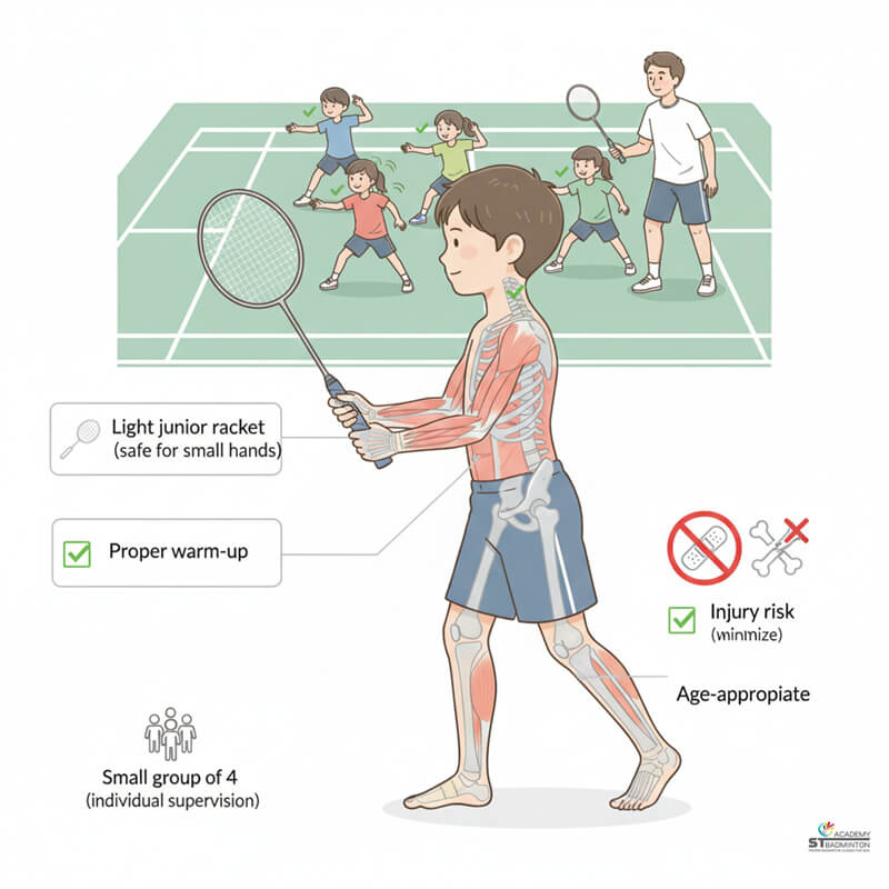 Will My Child Get Injured or Overtrained Small group badminton coaching for young children near Wangsa Maju and Selayang in Kuala Lumpur with maximum 4 students