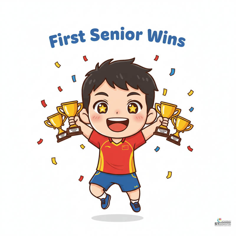 Young Chinese badminton player training with discipline and proper fundamentals