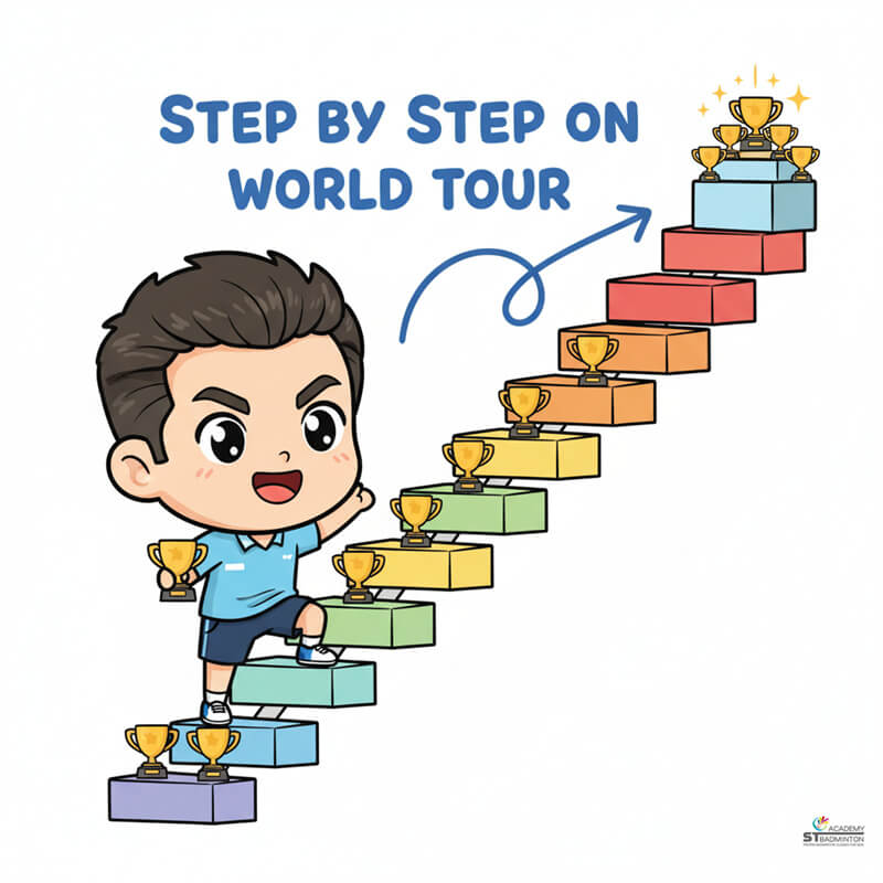 Young Danish badminton player training with discipline and proper fundamentals