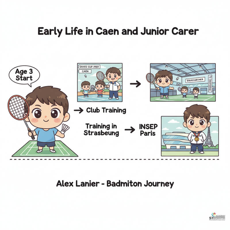 Young French badminton player training with discipline at INSEP Paris