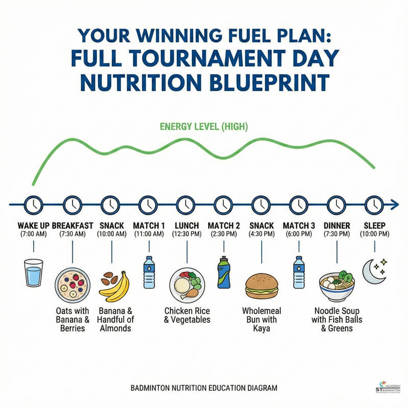 Young badminton players having a simple pre-tournament meal near Setapak with ST Badminton Academy Malaysia in Kuala Lumpur KL
