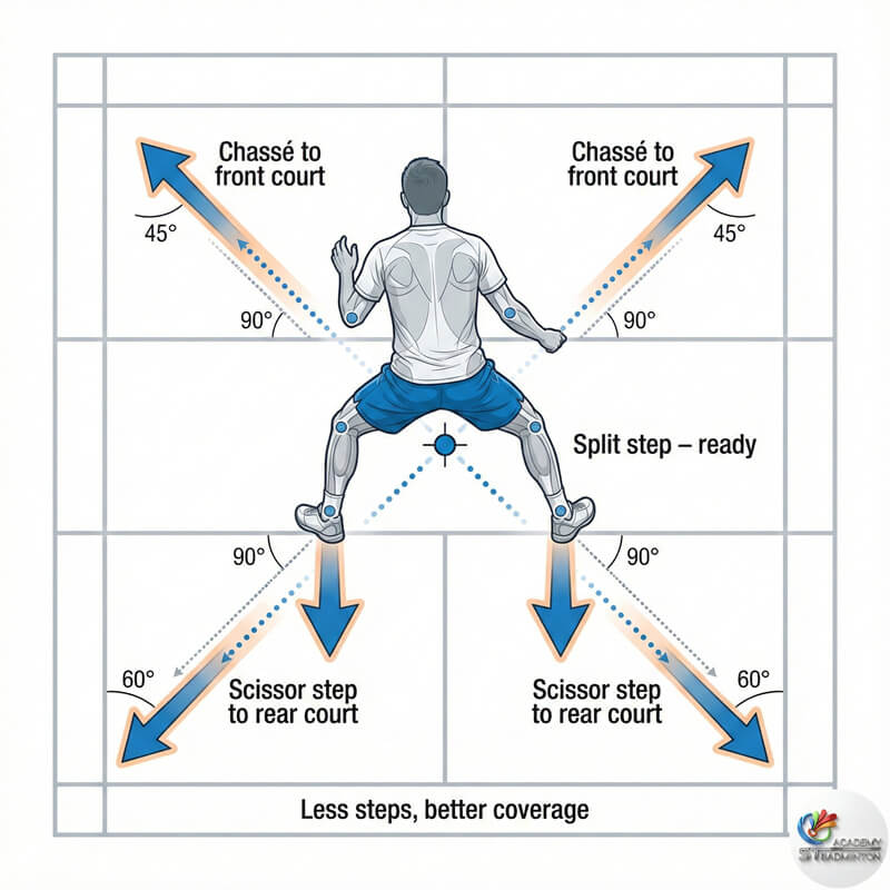 ผู้ใหญ่ฝึกซ้อมฟุตเวิร์กในคลาสแบดมินตันเชอรัส
