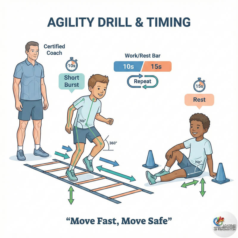 Latihan ketangkasan badminton yang direka menggunakan prinsip sains sukan untuk kanak-kanak di Malaysia