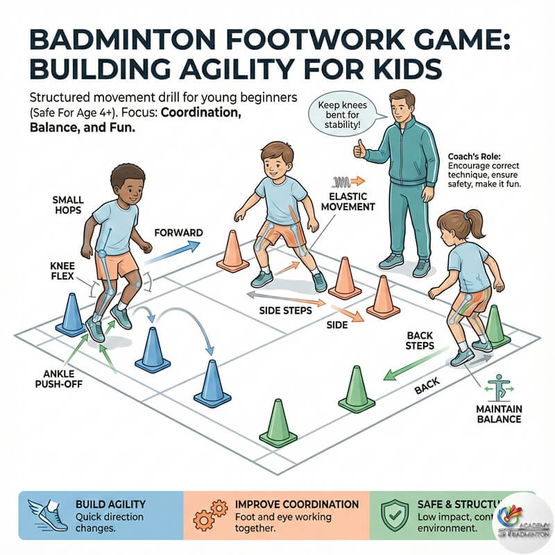 吉隆坡利用运动游戏进行的儿童羽毛球步法训练