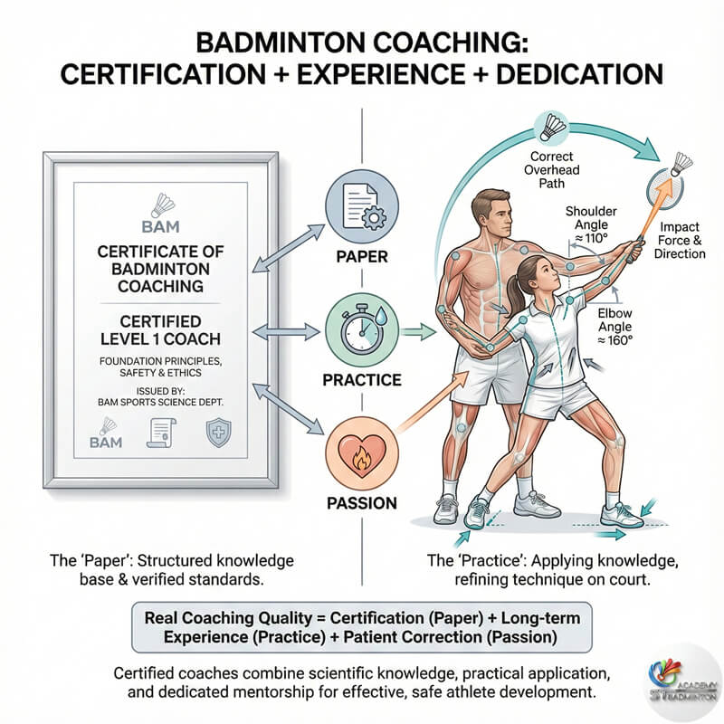 왕사마주 소규모 그룹 훈련 중 안전을 지도하는 공인 배드민턴 코치 Eric Chuar
