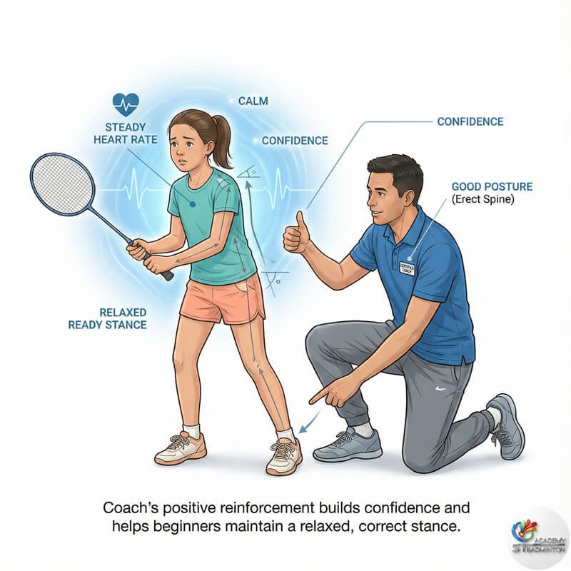 Huấn luyện viên cầu lông khích lệ học viên mới bắt đầu tại Setapak