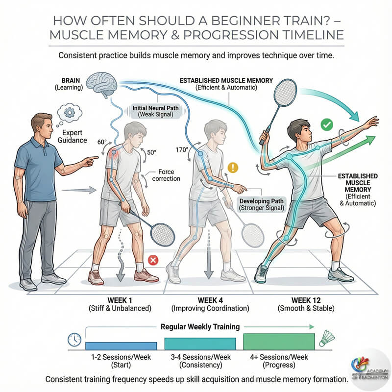 Huấn luyện viên cầu lông có chứng chỉ đang dạy người mới bắt đầu tại Malaysia