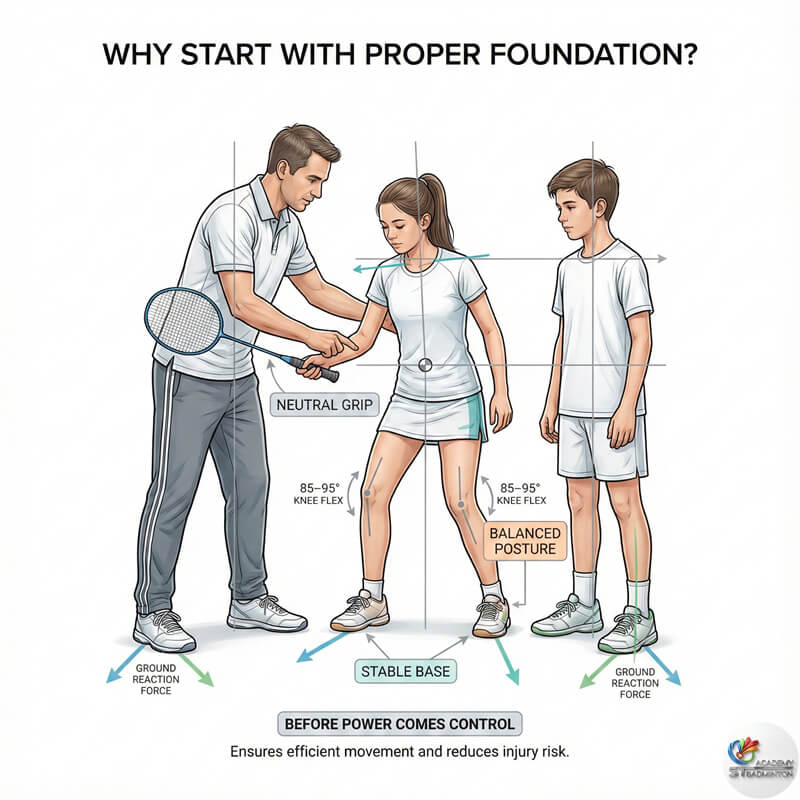 蕉賴青少年羽毛球訓練學習正確握拍與基礎，由 Eric 教練指導
