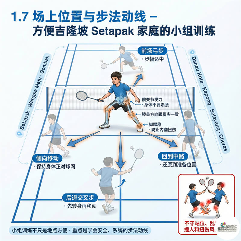 Cheras 和 Taman Ibu Kota 附近的孩子在 4 in 1 羽毛球训练中学习网前球
