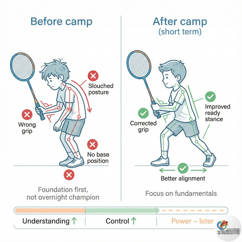 Child confident after learning badminton at holiday camp Malaysia