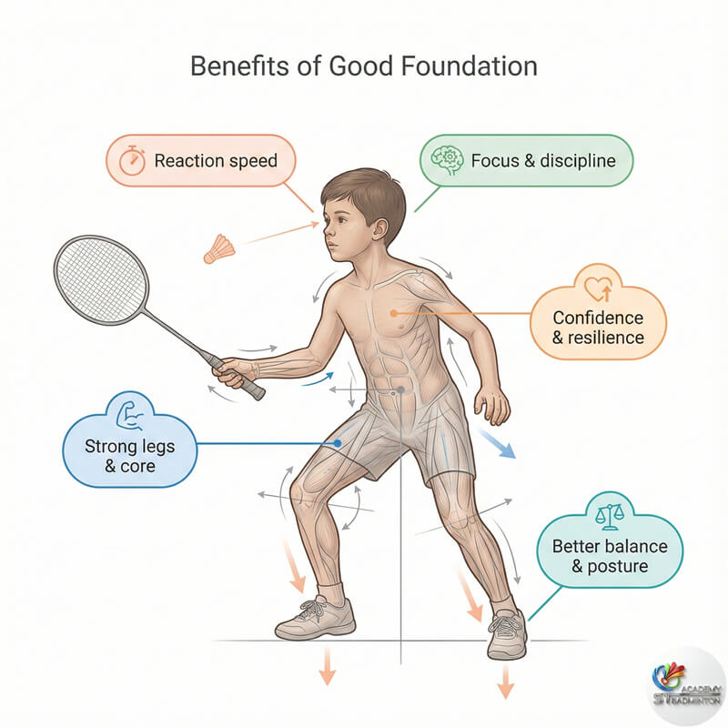 Child enjoying the benefits of beginner badminton training for kids in Kuala Lumpur