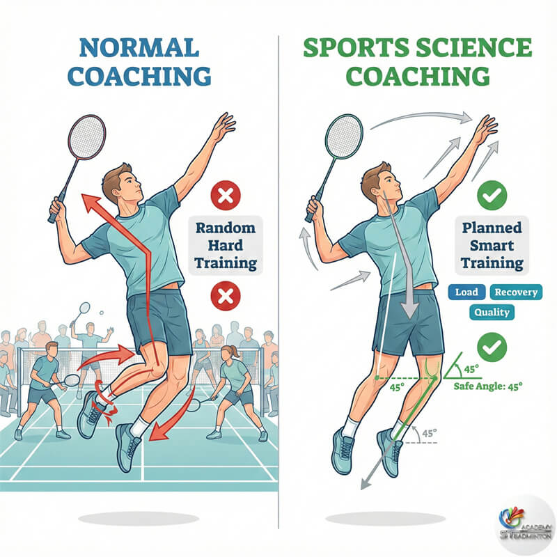 Teknik pegangan raket dan biomekanik yang betul diajar oleh jurulatih sains sukan di Kuala Lumpur untuk elak kecederaan pergelangan tangan