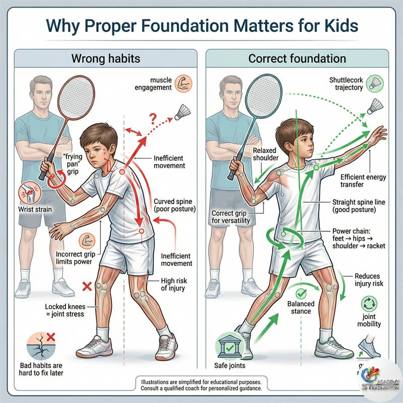 Jurulatih badminton berpengalaman membimbing pelajar muda di Kepong