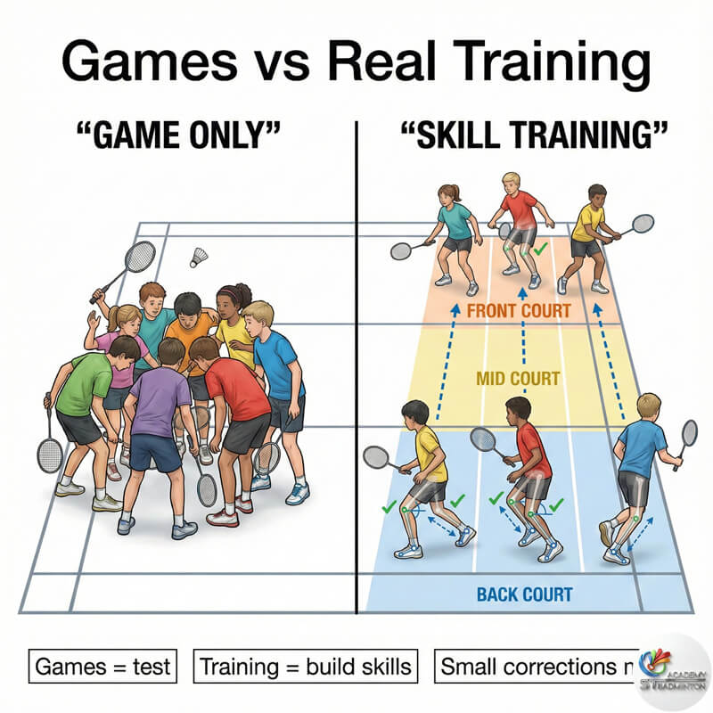 Pelajar gembira menikmati kelas badminton di Air Panas Kuala Lumpur