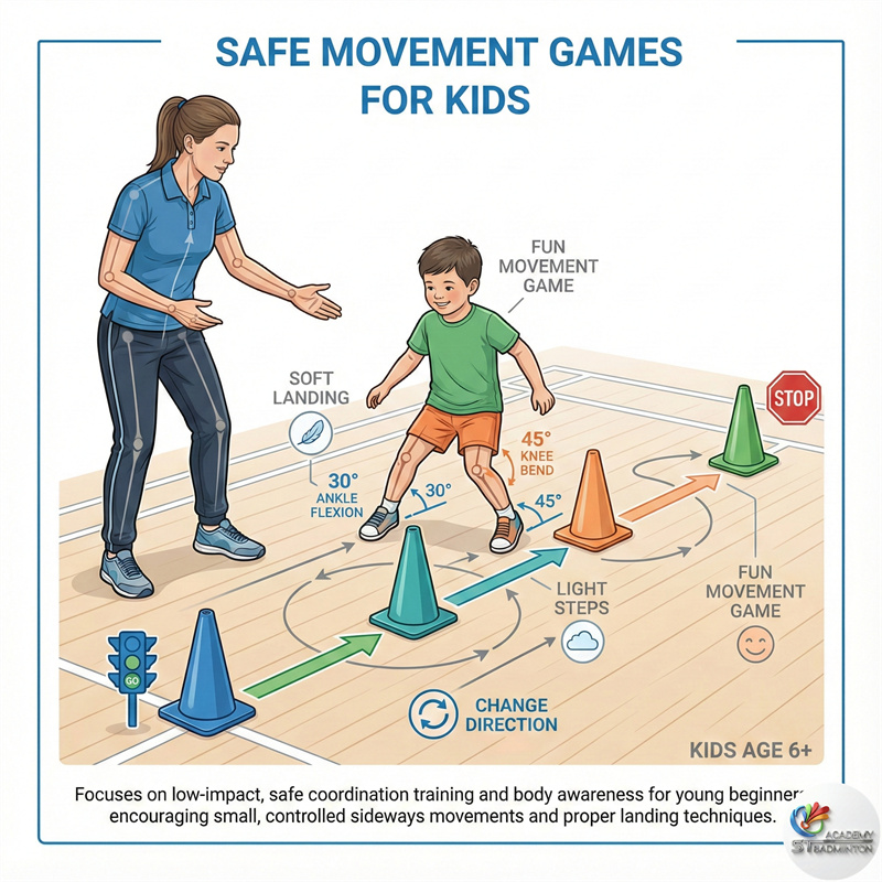 马来西亚儿童羽毛球课程 - 吉隆坡儿童学习安全步法移动