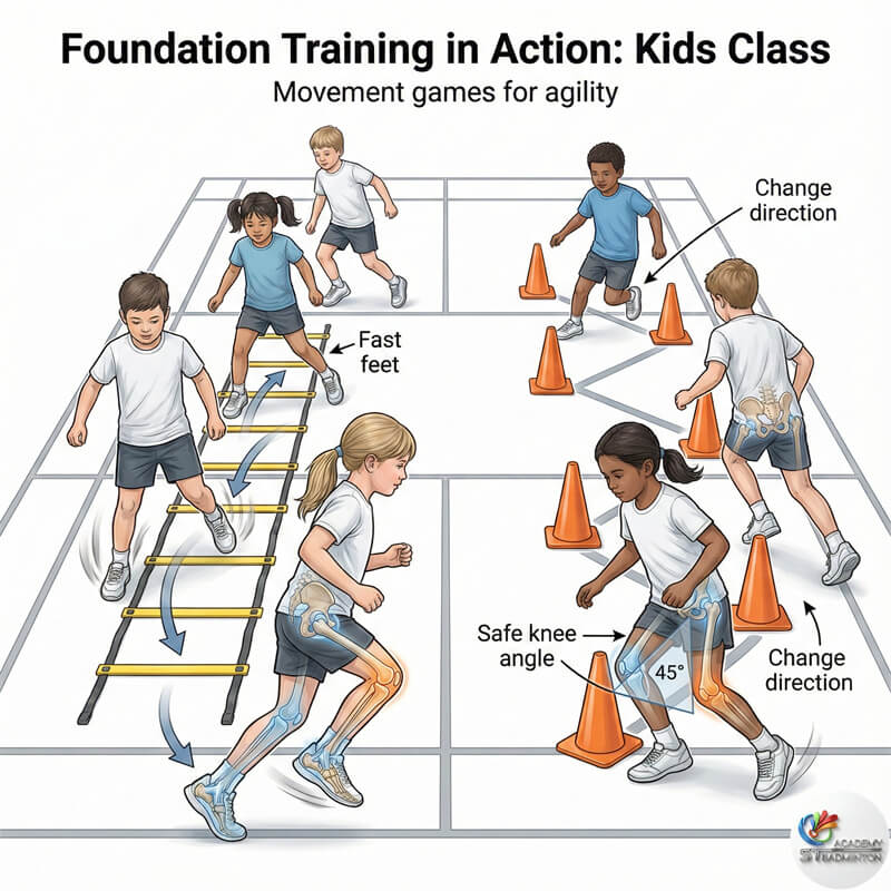 吉隆坡儿童基础班学生进行敏捷性移动游戏训练