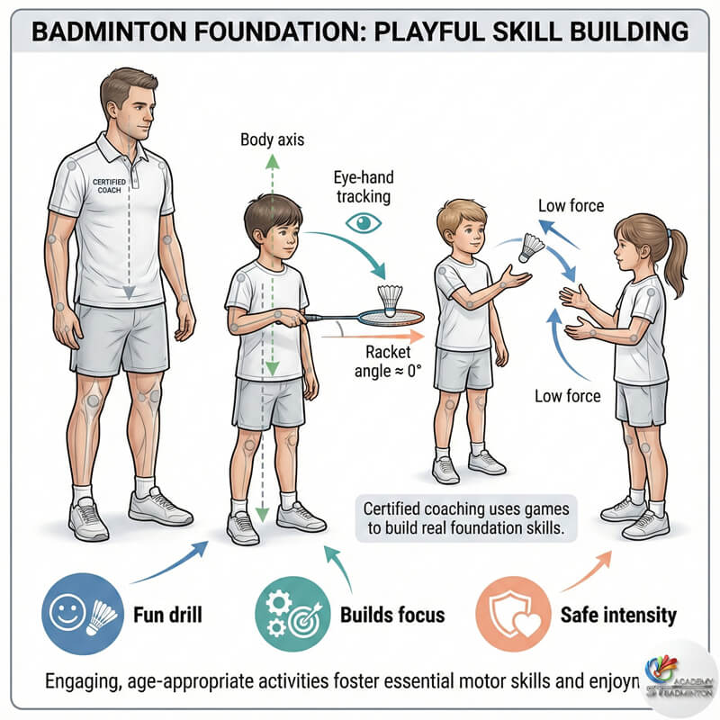 말레이시아 면허 소지 코치와 함께 안전한 기초 훈련을 즐기는 아이들