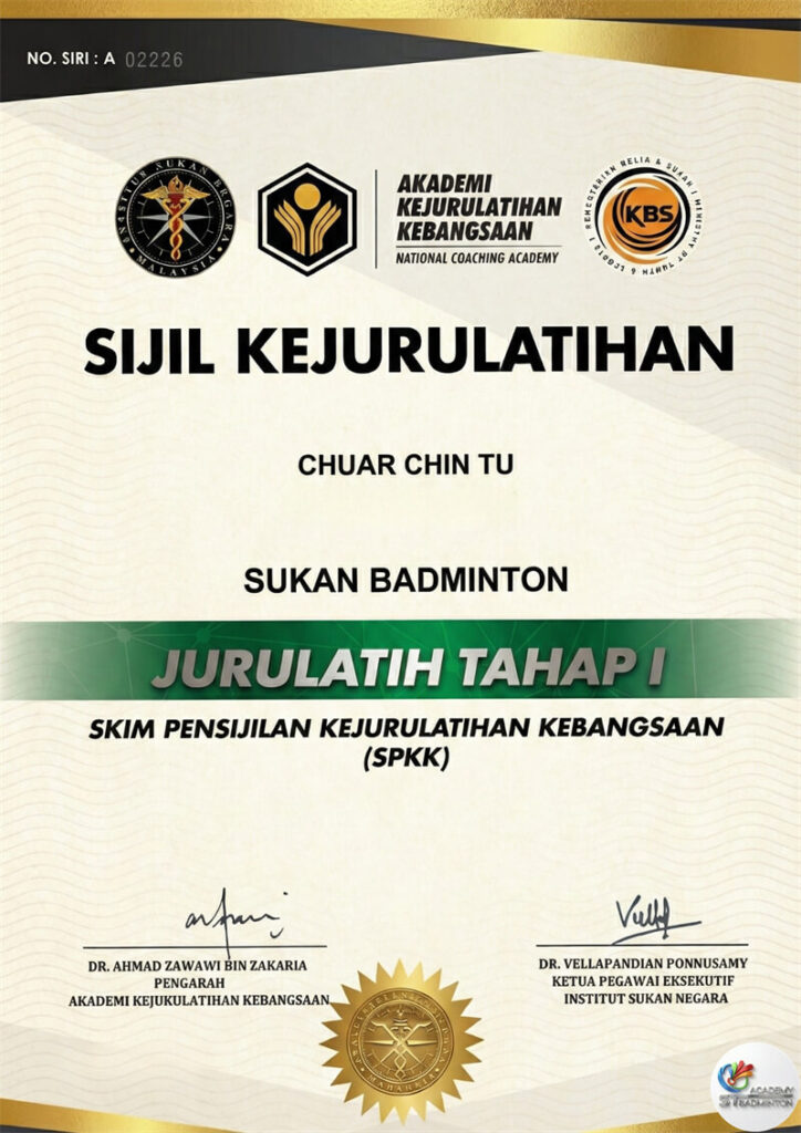 National Badminton Coach Level 1 Eric Chuar ST Badminton Academy Malaysia