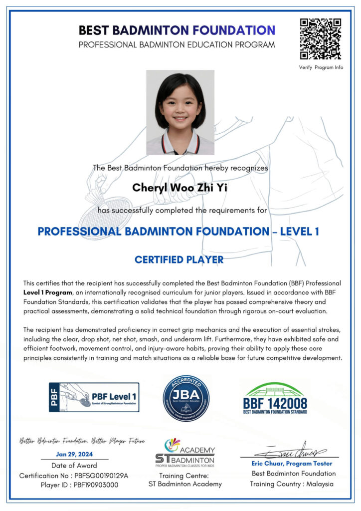Professional Badminton Foundation Level 1 PBF Level 1 Certification Best Foundation
