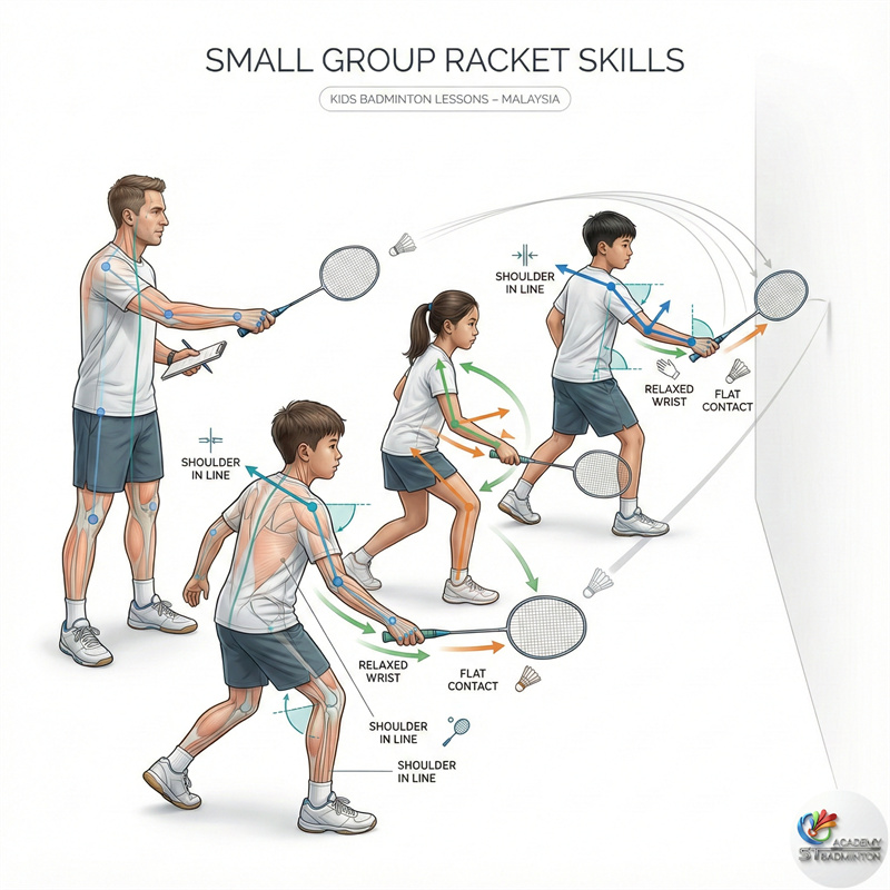 吉隆坡小组儿童羽毛球课程 - 练习球拍控制技巧
