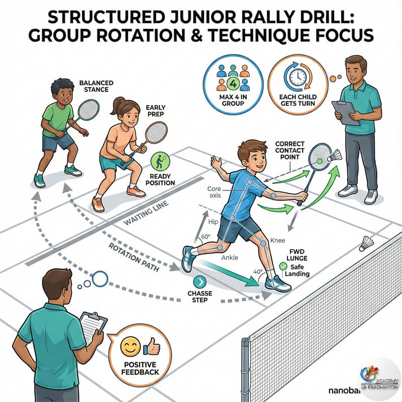 马来西亚儿童小组羽毛球训练班享受练习乐趣