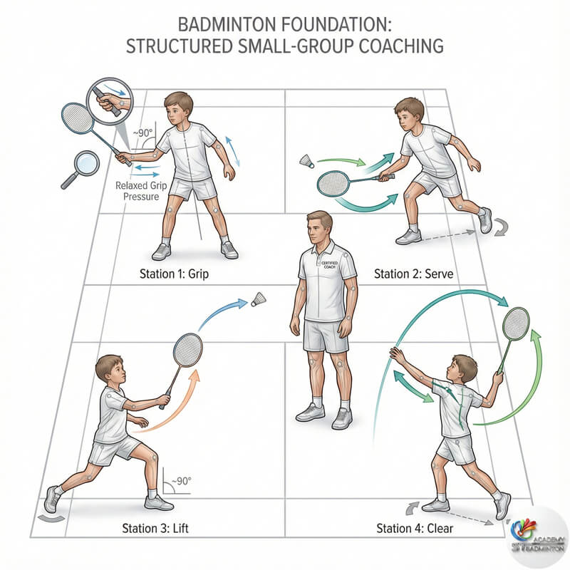 왕사마주에서 공인 강사와 함께하는 소규모 배드민턴 훈련